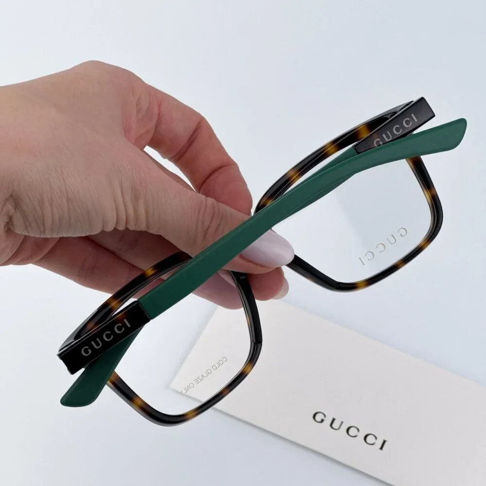 Gucci GG1738O 003 BRAND NEW Eyeglasses Havana Green Unisex Square